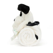 Load image into Gallery viewer, Jellycat Bashful Black & Cream Puppy Blankie BLNK4BCP 3