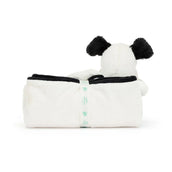 Load image into Gallery viewer, Jellycat Bashful Black & Cream Puppy Blankie BLNK4BCP 4