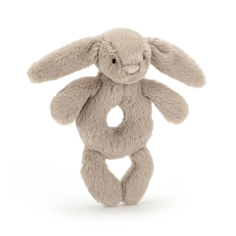 Jellycat Bashful Beige Bunny Ring Rattle BRR4B 1