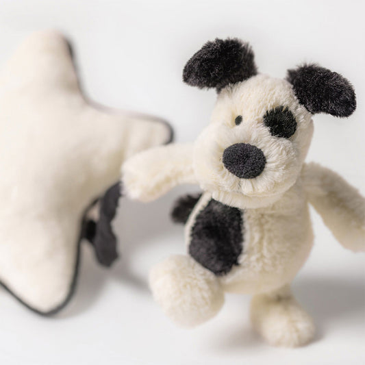 Jellycat Bashful Black And Cream Puppy Musical Pull MP4BCP 2