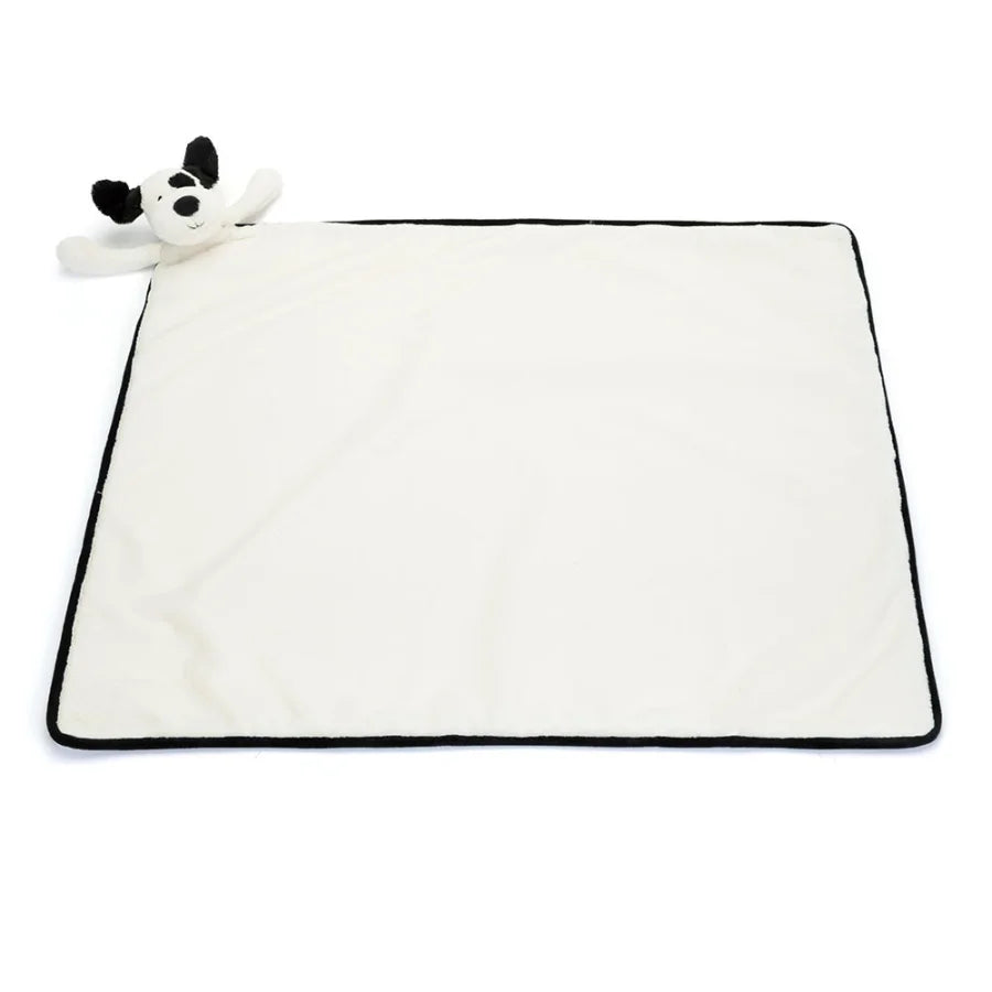 Jellycat Bashful Black & Cream Puppy Blankie BLNK4BCP 2