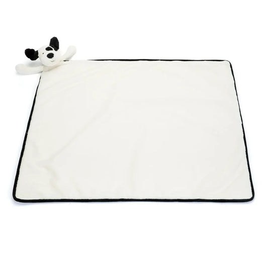 Jellycat Bashful Black & Cream Puppy Blankie BLNK4BCP 2