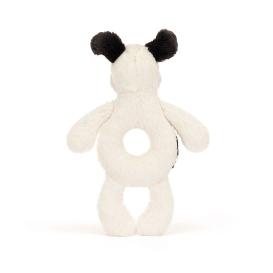 Jellycat Bashful Black & Cream Puppy Ring Rattle BRR4BCP 2