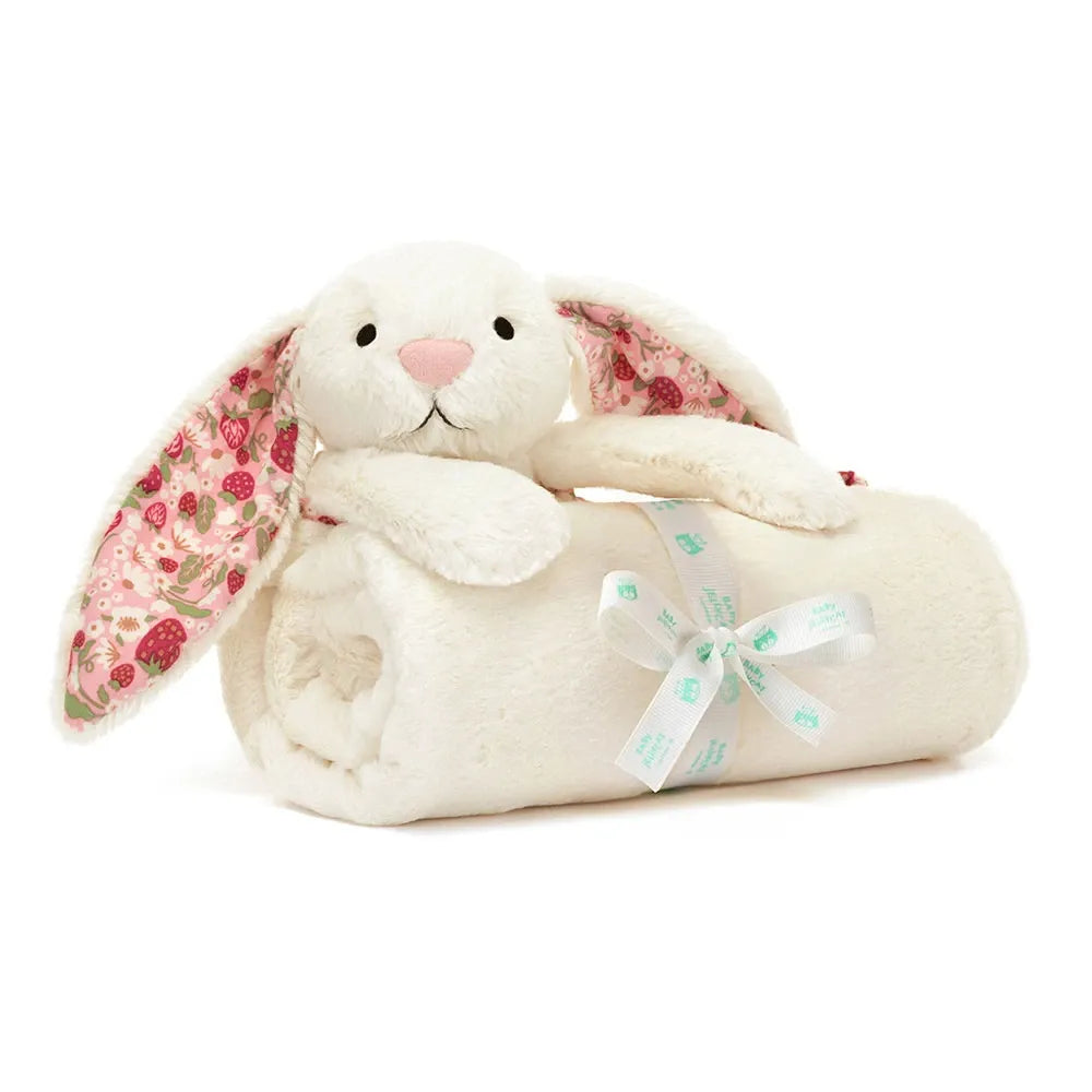 Jellycat Blossom Cream Bunny Berry Blankie BLNK2MS 1