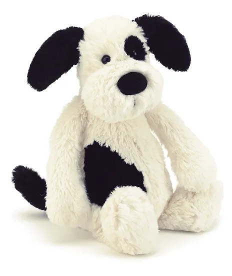 JELLYCAT BASHFUL BLACK AND CREAM PUPPY BASS6BCPNN 1
