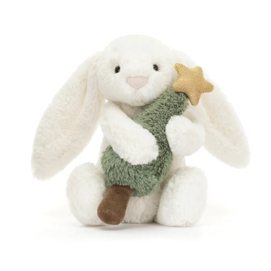 Jellycat Bashful Bunny With Christmas Tree BB6CT 1